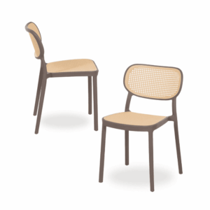 Pack de 2 Sillas Modernas Beige y Gris Claro de Polipropileno Kyle - Diseño Ergonómico y Apilable para Interiores y Exteriores