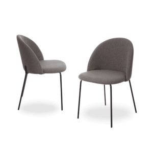 Pack de 2 Sillas Noah de Tela y Metal Gris - Diseño Moderno y Confort Ergonomico para Comedores y Salones