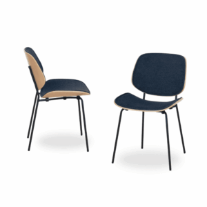 Pack de 2 Sillas Owen Azul Marino con Estructura de Metal y MDF - Diseño Moderno y Ergonómico para Comedores y Oficinas (80 cm)