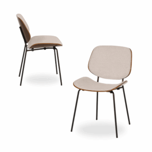 Pack de 2 Sillas Owen Beige con Tapizado de Alta Calidad y Estructura de Metal - Diseño Moderno y Ergonómico para Comedores y Oficinas (80 cm)