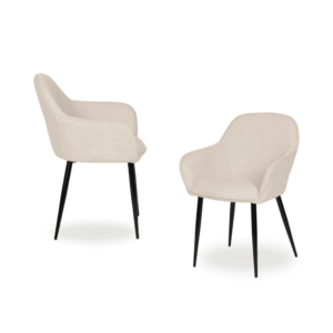 Pack de 2 Sillas Porter Blancas de Poliéster con Estructura Metálica - Diseño Ergonómico y Confort Excepcional para Comedores y Oficinas (83 cm)