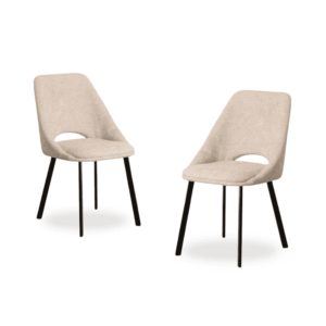 Pack de 2 Sillas Rynock Crema con Tejido Suave y Patas de Metal - Comodidad y Estilo para Comedor y Oficina, 85 cm