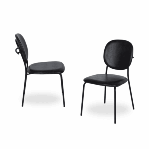 Pack de 2 Sillas Thatcher Negras de Piel Sintética y Metal - Diseño Industrial, Comodidad y Estabilidad 84 cm