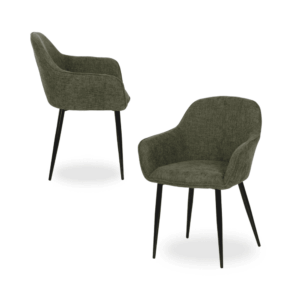 Pack de 2 Sillas Verde Tejido con Patas de Hierro - Diseño Moderno y Cómodo para Comedores y Salones - Milton 83 cm