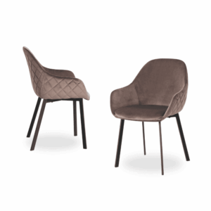 Pack de 2 Sillas Vincent Marrón de Tejido y Metal - Diseño Moderno y Confort Ergonomico para Comedor y Oficina, 84,5 cm