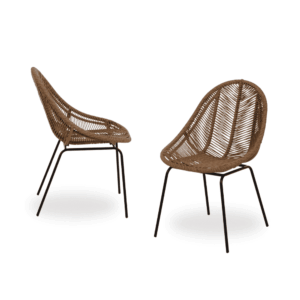 Pack de 2 Sillas de Exterior en Polietileno y Acero 85 cm - Comodidad y Estilo Natural para Jardín y Terraza Preston