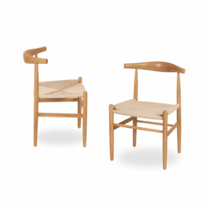 Pack de 2 Sillas de Madera y Fibra 77 cm Marcus - Estilo Artesanal, Cómodas y Sostenibles para Comedores y Rincones Acogedores