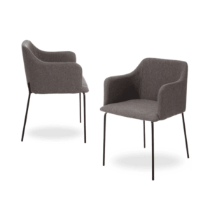 Pack de 2 Sillas de Tela y Metal Gris Logan - Diseño Moderno y Confort Ergonomico para Salones y Comedores