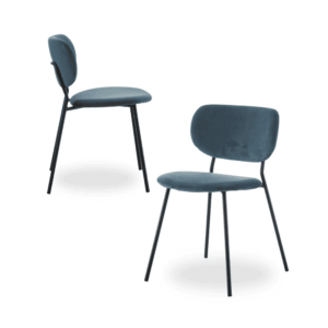 Pack de 2 Sillas de Terciopelo Azul y Metal "Calvin" - Elegancia y Comodidad para Espacios Modernos