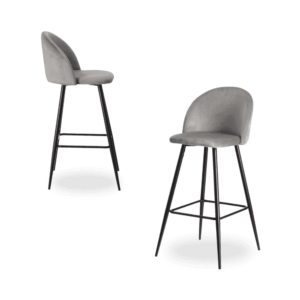 Pack de 2 Taburetes Altos Gris Tejido 102 cm - Elegantes y Cómodos para Barras y Mesas Altas