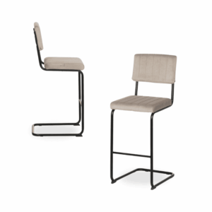 Pack de 2 Taburetes Beige de Tejido y Metal - Diseño Moderno, Altura de 76 cm, Comodidad y Estilo para Salón y Cocina