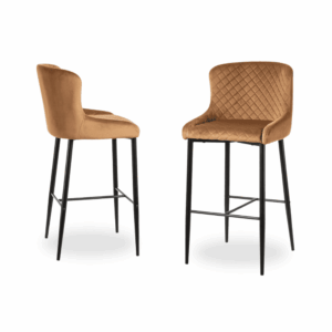 Pack de 2 Taburetes Camel de Terciopelo y Metal para Salón - Diseño Elegante y Confortable, Altura 75 cm, Ideal para Barra y Cocina