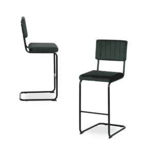 Pack de 2 Taburetes Verdes de Tejido y Metal - Diseño Moderno, Comodidad Ergonómica y Alta Resistencia (76 cm)