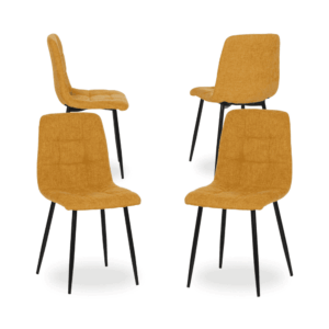 Pack de 4 Sillas Amarillas Magnus con Patas de Metal - Diseño Moderno y Confort Ergonomico para Ambientes Contract y Domésticos