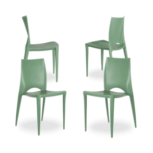 Pack de 4 Sillas Apilables de Polipropileno Verde Menta Rowan - Diseño Moderno y Resistente para Hogar y Negocio