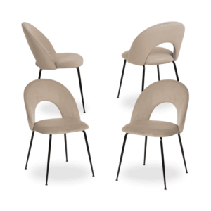 Pack de 4 Sillas Baylor Beige de Tejido y Metal - Diseño Contemporáneo para Comedor y Cocina, Confort y Estilo, Sin Montaje, Soporta 120 kg