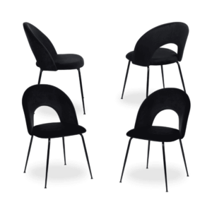 Pack de 4 Sillas Baylor Negras de Tejido y Metal - Elegancia y Comodidad para Comedores y Restaurantes, Soporte hasta 120 kg, Sin Montaje, 81 cm