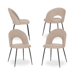 Pack de 4 Sillas Beige Heath con Estructura Metálica - Diseño Ergonómico y Alta Comodidad para Comedor y Oficina