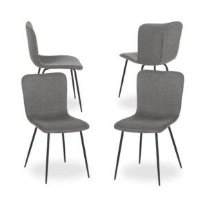 Pack de 4 Sillas Carson Gris de Tela y Metal - Elegancia y Comodidad para Hogar y Oficina, Diseño Ergonómico y Resistente