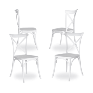 Pack de 4 Sillas Claire de Polipropileno Blanco - Diseño Clásico, Apilables y Ergonómicas para Hogar y Negocio