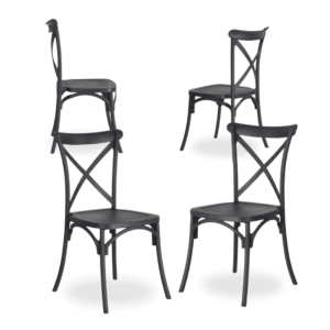 Pack de 4 Sillas Claire de Polipropileno Gris Oscuro - Diseño Clásico, Apilables y Ergonómicas para Hogar y Negocios