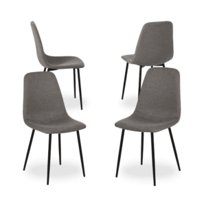Pack de 4 Sillas Cody Gris Oscuro - Elegantes y Ergonómicas para Salón, Tapizado Resistente y Estructura Metálica, 87 cm de Altura