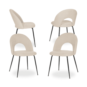 Pack de 4 Sillas Heath Blancas de Poliester y Metal - Diseño Moderno y Ergonómico, Sin Montaje, Ideal para Comedor y Oficina