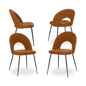 Pack de 4 Sillas Heath Marrón con Estructura Metálica - Diseño Moderno y Confort Ergonómico, Sin Montaje, Ideal para Comedores y Oficinas