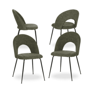 Pack de 4 Sillas Heath Verde con Tejido Resistente y Estructura Metálica - Comodidad y Estilo para Comedores y Oficinas, 81 cm