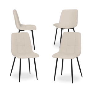 Pack de 4 Sillas Modernas Blancas Magnus con Patas Metálicas Negras - Diseño Ergonómico y Compacto para Espacios Contract