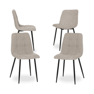 Pack de 4 Sillas Modernas Gris Barrett - Diseño Contemporáneo en Tejido y Metal, Comodidad y Estilo para Salones y Comedores 89 cm