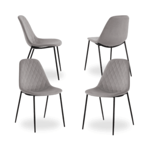 Pack de 4 Sillas Modernas de Tela y Metal Gris Maple - Diseño Elegante y Confortable para Comedor y Oficina