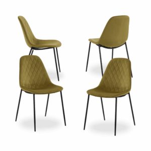 Pack de 4 Sillas Modernas de Tela y Metal Verde Maple - Diseño Elegante y Confortable para Comedor - 83,5 cm de Altura
