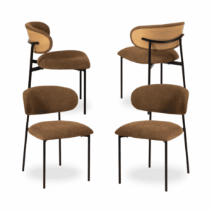 Pack de 4 Sillas Simon Marrón con Tela y Metal - Diseño Ergonómico y Moderno para Salones y Comedores, 73,5 cm de Altura