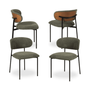 Pack de 4 Sillas Simon Verde con Tela y Metal - Diseño Ergonómico y Estilo Moderno para Comedor y Sala de Estar, 73,5 cm
