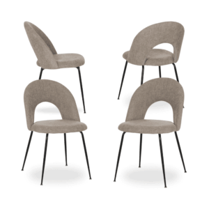 Pack de 4 Sillas Taupe Elegantes en Tejido y Metal - Diseño Ergonómico y Duradero para Comedor y Sala de Estar Heath 81 cm