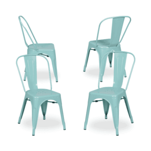 Pack de 4 Sillas Turquesa de Metal Dallas Industrial - Diseño Moderno y Apilable para Comedores y Terrazas