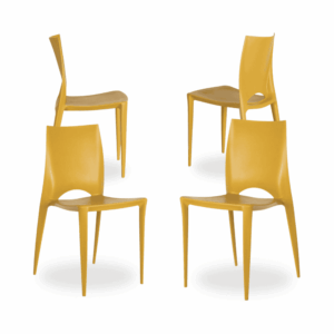 Pack de 4 Sillas de Polipropileno Amarillo 84 cm Rowan - Diseño Moderno, Apilables y Ligeras para Interiores y Exteriores