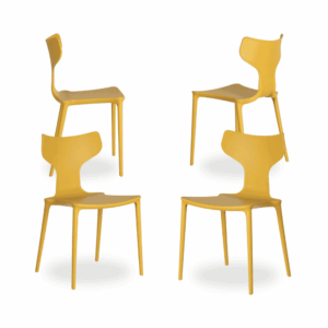 Pack de 4 Sillas de Polipropileno Amarillo Sam - Diseño Moderno, Apilables y Ergonómicas para Hogar y Negocio