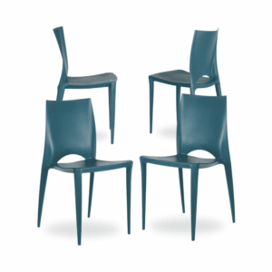 Pack de 4 Sillas de Polipropileno Azul 84 cm Rowan - Diseño Moderno y Apilable para Hogar y Oficina