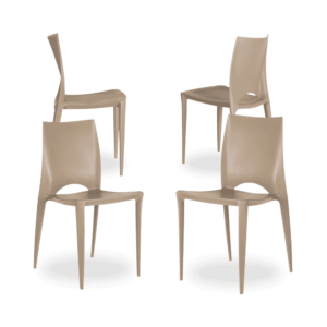 Pack de 4 Sillas de Polipropileno Beige Apilables Rowan - Diseño Moderno y Funcional para Hogar y Oficina, 84 cm de Altura