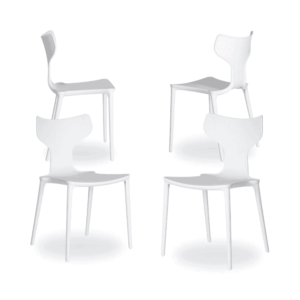 Pack de 4 Sillas de Polipropileno Blanca Sam - Diseño Apilable y Moderno para Interiores y Exteriores, Comodidad y Estilo Atemporal