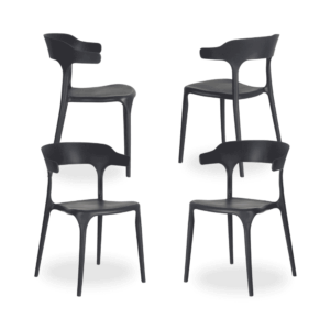 Pack de 4 Sillas de Polipropileno Gris Oscuro Hugo - Diseño Moderno y Apilable para Hogar y Oficina