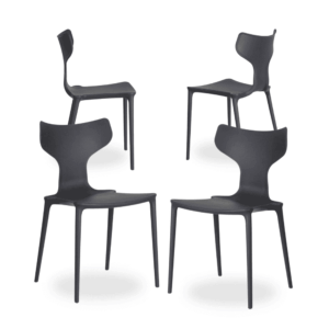 Pack de 4 Sillas de Polipropileno Gris Oscuro Sam - Diseño Minimalista, Apilables y Ligeras para Hogar y Eventos