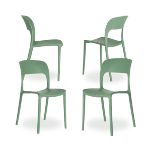 Pack de 4 Sillas de Polipropileno Verde Menta Emma - Diseño Moderno, Apilables y Ergonómicas para Hogar y Eventos