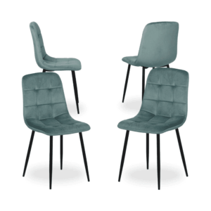 Pack de 4 Sillas de Terciopelo Aguamarina Knox - Elegancia y Comodidad para tu Espacio Moderno (88,5 cm)