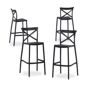 Pack de 4 Taburetes Apilables Gris Oscuro de Polipropileno para Salón - Diseño Ergonómico y Moderno, 107 cm de Altura