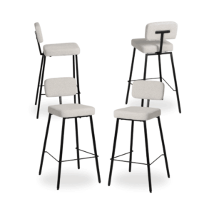 Pack de 4 Taburetes Blancos de Tejido y Metal - Diseño Moderno y Ergonómico para Salones y Barras (103 cm)