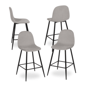 Pack de 4 Taburetes Grises de Tejido y Metal para Salón - Diseño Moderno y Elegante, Altura de 63 cm, Perfectos para Barra o Mesa Alta