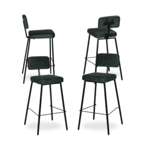 Pack de 4 Taburetes Verdes de Tejido y Metal - Estilo Moderno y Comodidad para Salones y Cocinas (103 cm)